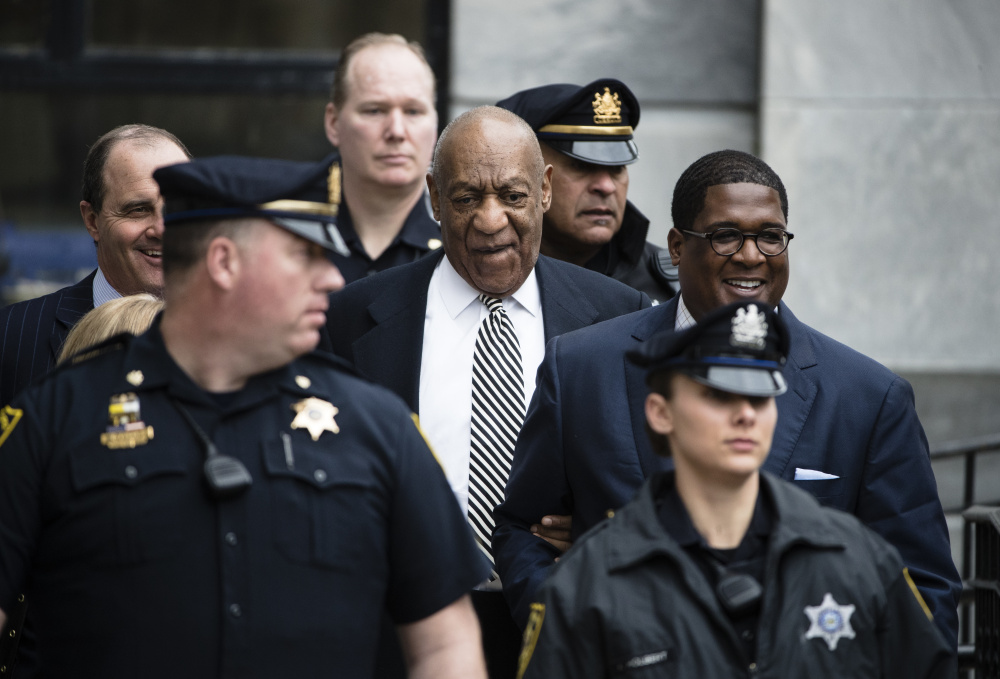 Bill Cosby leaves after a pretrial hearing in his sexual assault case at the Montgomery County Courthouse in Norristown, Pa., on April 3.