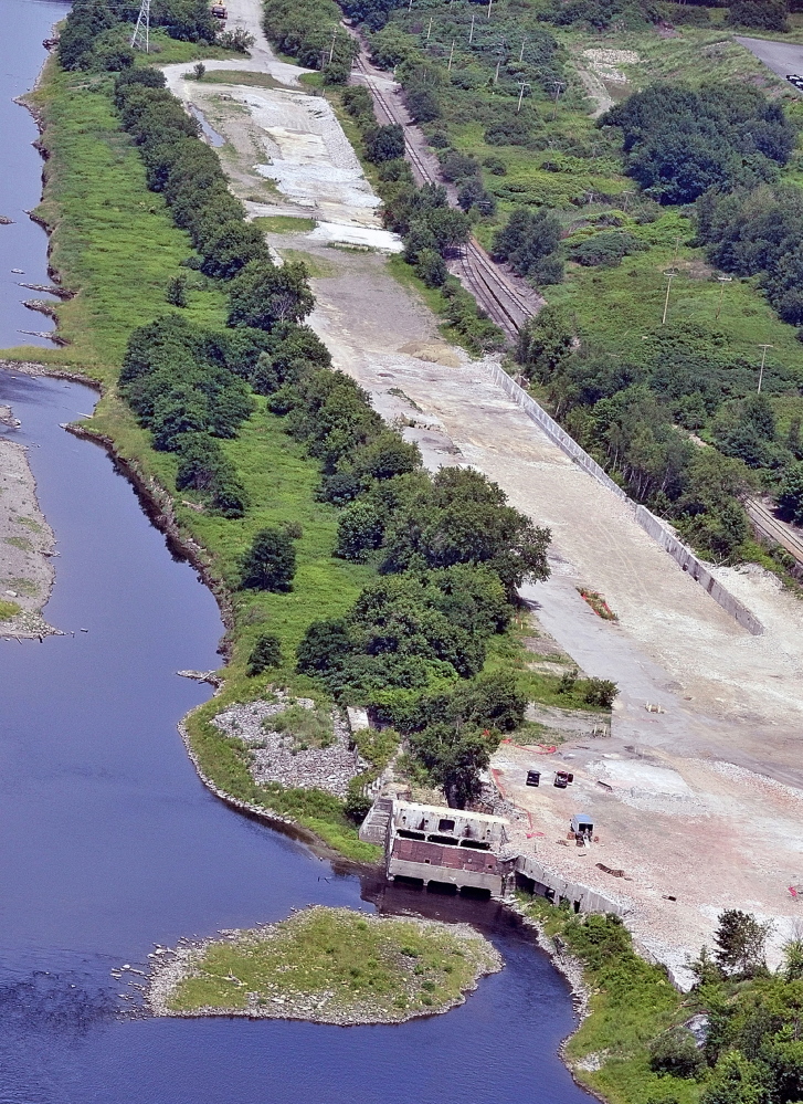 A July 2010 aerial view of the site where Statler Tissue once stood on the east side of Kennebec River in Augusta. The Augusta Housing Authority is proposing to build 34 rental units on a small portion of the property away from the water.