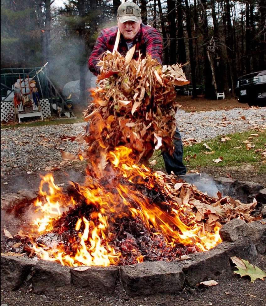 After wind blew hard late on Nov. 15, Randy Goodrich had plenty of leaves to burn at his home in Sidney.