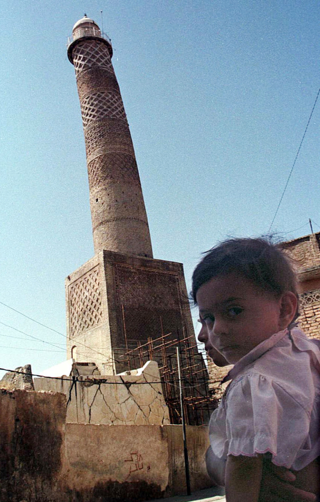 This minaret stood for over 840 years in Mosul, Iraq.