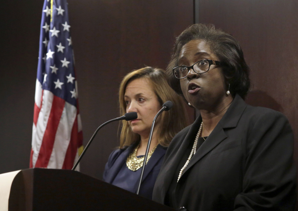 Special prosecutor Patricia Brown-Holmes speaks at a news conference Tuesday in Chicago, announcing that three police officers have been indicted on felony charges that they conspired to cover up the actions of a white officer who shot and killed 17-year-old Laquan McDonald. The indictment alleges that one current and two former officers lied about the events of Oct. 20, 2014, when Officer Jason Van Dyke shot the black teenager 16 times.