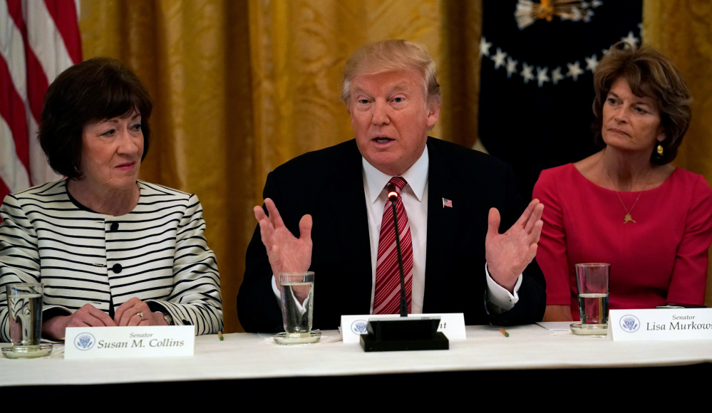 Sens. Susan Collins of Maine, left, and Lisa Murkowski of Alaska are among the Republicans who have said they won't support the chamber's health care bill as it is written now.