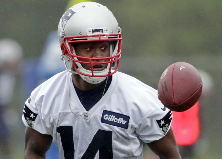 Patriots wide receiver Brandin Cooks gets ready to catch a pass during a recent practice at Foxborough, Mass.
