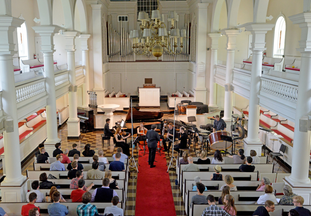Members of the Atlantic Music Festival perform Saturday at Lorimer Chapel at Colby College in Waterville.