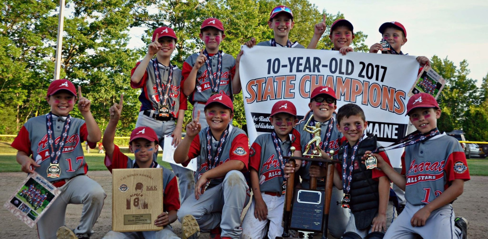 Members of the Ararat team that won the Cal Ripken 10U state title, from left to right: Front row – Rhys Terry, Andrew Clemons, Kenny Mecham, Nick Brady, Brady Alexander, Dash Farrell and Stan Spooner; Back – Aaron Paul, Ethan Berry, Drew Veilleux, Zander Steele and Cale Harrington. Not pictured: Manager Chris Farrell and coaches Bill Terry and Jason Clemons.