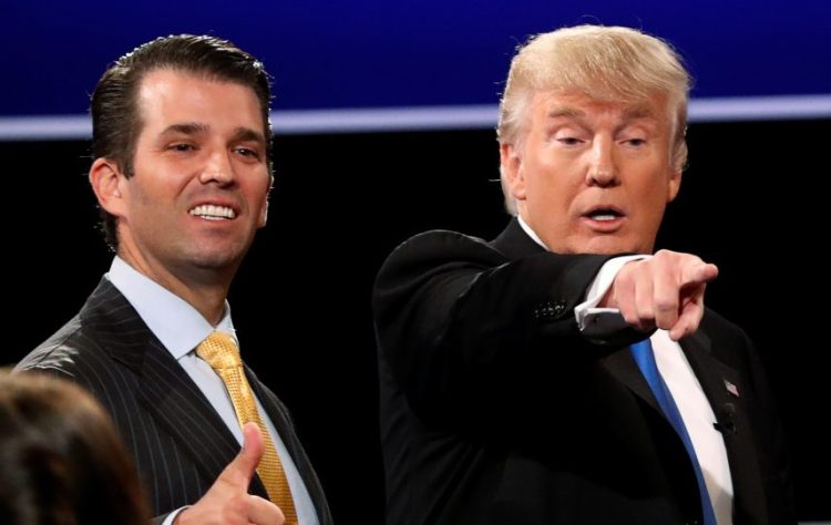 Donald Trump Jr. (left) was eager for a meeting where he was promised information from Russian government sources to help his father's campaign. But he later called media reports of that meeting "phony."