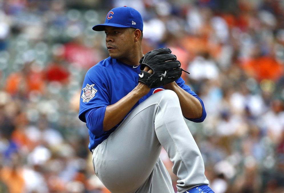 Jose Quintana struck out 12 in seven innings Sunday in his first start for the Cubs, lifting Chicago to an 8-0 win over the Orioles in Baltimore.