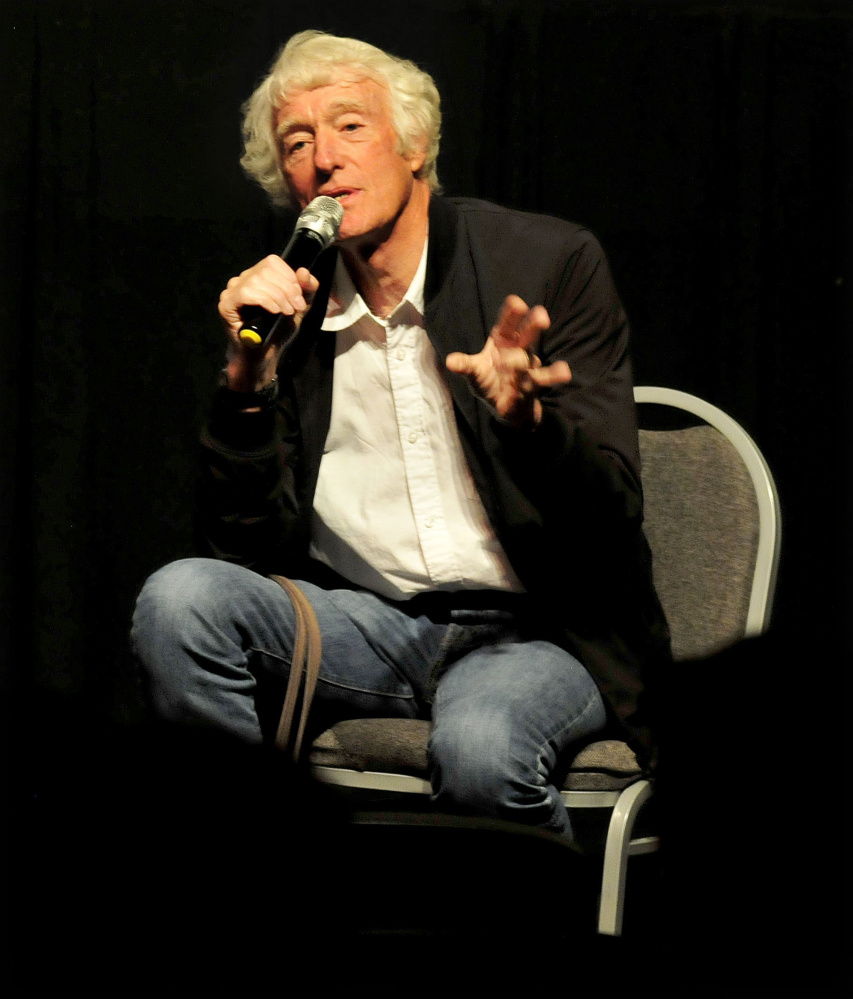 Roger Deakins takes questions Monday at Railroad Square Cinema in Waterville. He's worked with Ethan and Joel Coen, Sam Mendes, M. Night Shyamalan and Dennis Villeneuve.
