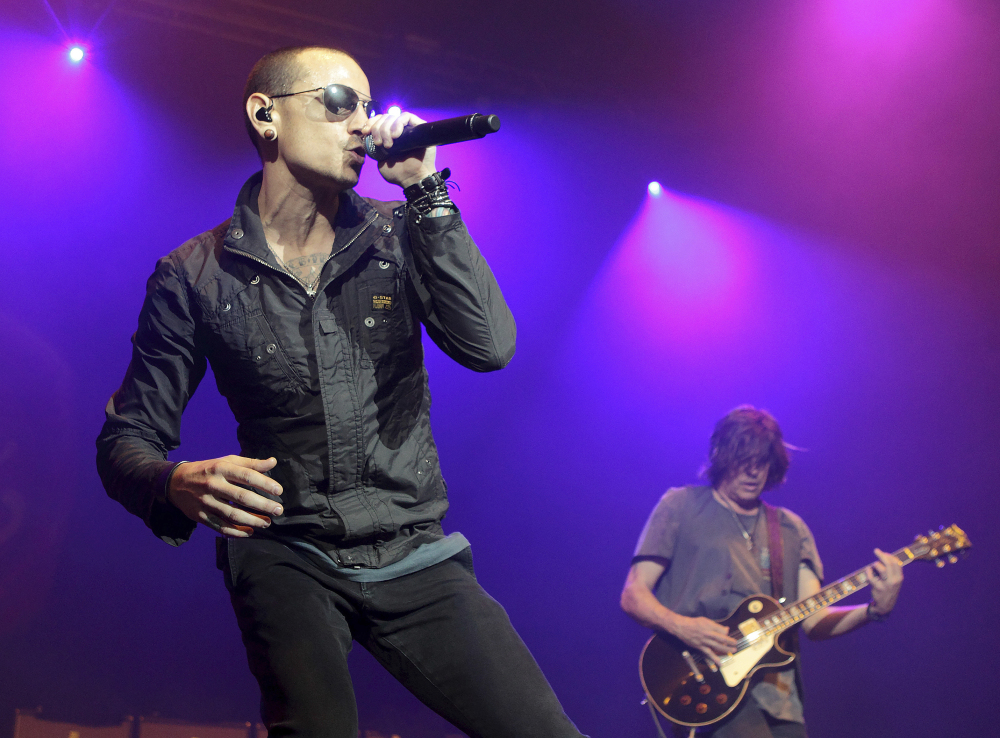Chester Bennington and Linkin Park, shown performing in New Jersey in 2015, were one of the most commercially successful bands of the 2000s, selling millions of albums with a unique mix of rock, hip-hop and rap.