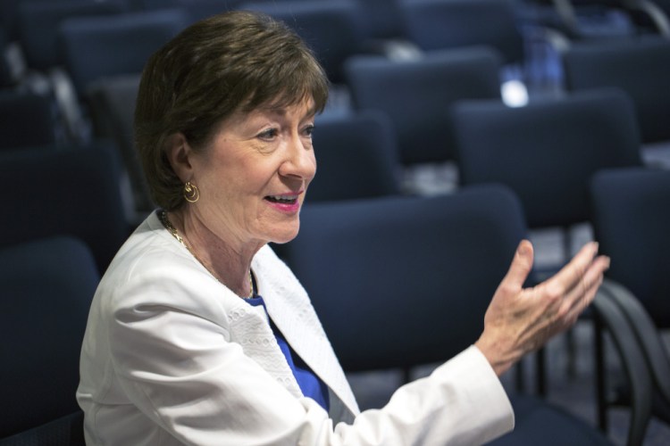 U.S. Sen. Susan Collins, R-Maine, speaking in Scarborough on Friday, said of the investigation being conducted by special counsel Robert Mueller, "What the president should do is not say another word and let it go forward."
