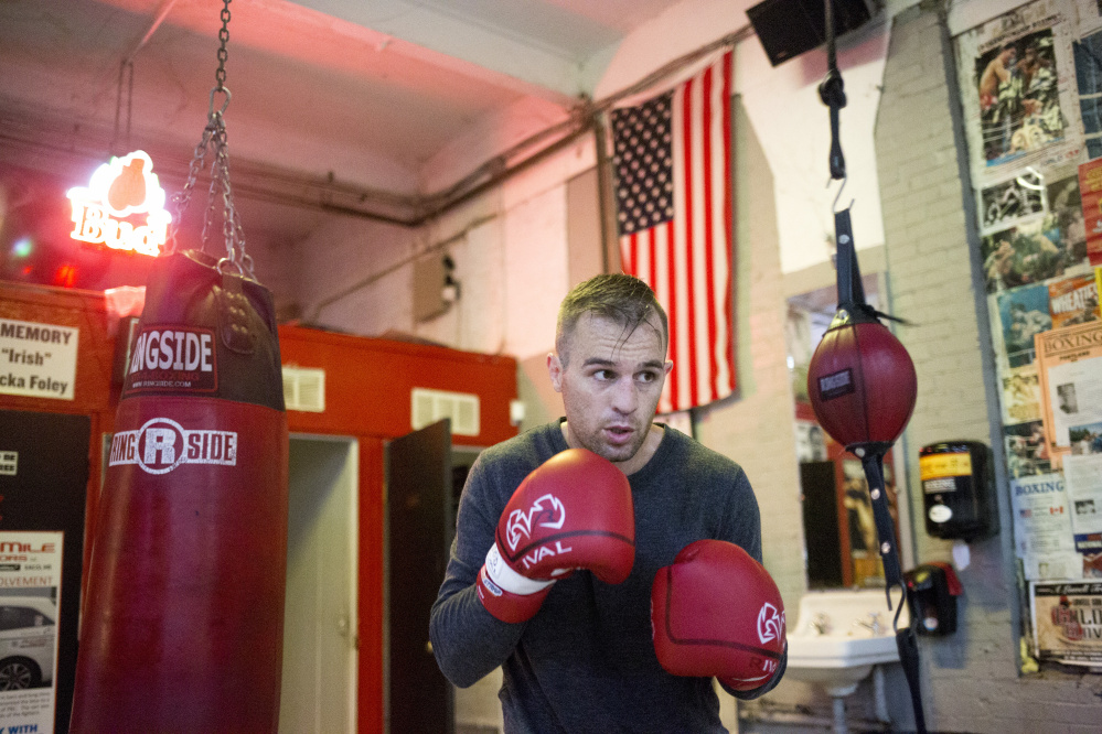 PORTLAND, ME - JULY 27: Jason Quirk trains for a fight he has on Saturday at the Portland Boxing Club. Quirk has been training actor Patrick Dempsey in boxing since June. (Staff photo by Brianna Soukup/Staff Photographer)