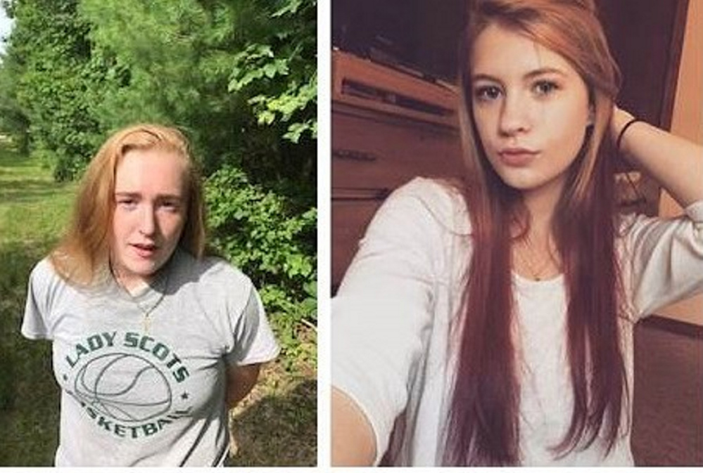 Police arrested Samantha Maxfield, 20, of Hollis, (left) for vandalism in Hollis Thursday morning. State Police are also looking to speak to Emma Lewis, 18, of Limington (right) as a person of interest.