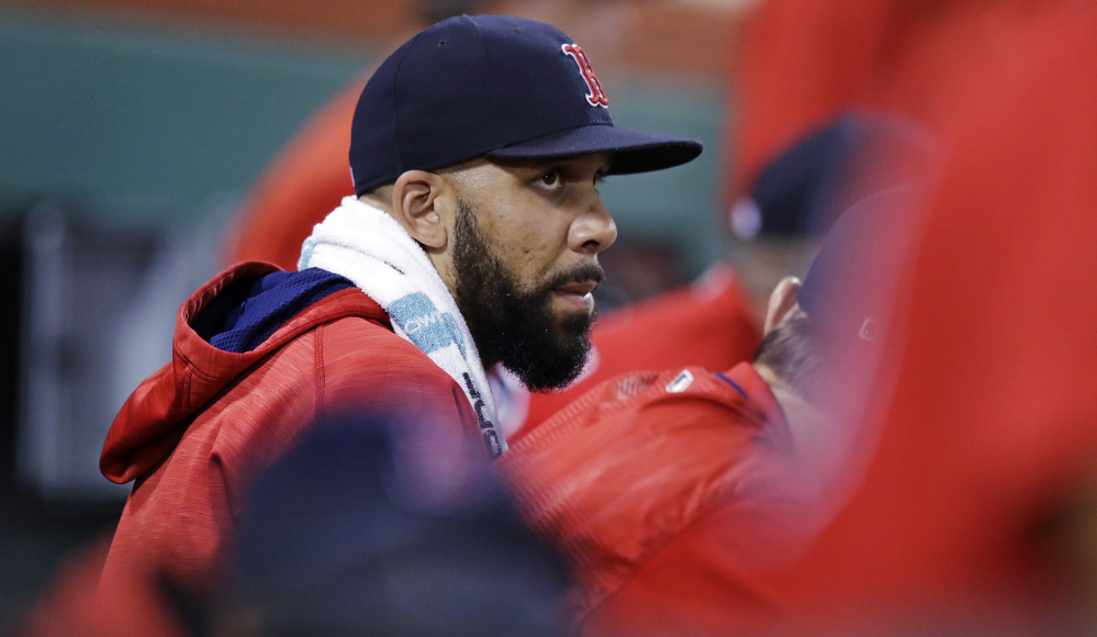Red Sox starting pitcher David Price was relegated to the dugout for Friday night's game against Kansas City after he was placed on the disabled list with a recurrence of his elbow injury.