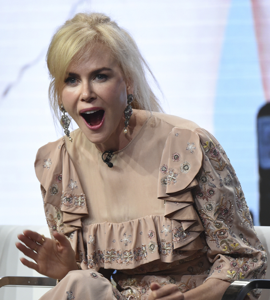 Nicole Kidman talks at an event for TV critics Saturday in Beverly Hills, Calif.