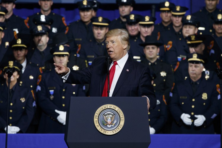 On Friday in Brentwood, N.Y., President Trump told members of law enforcement that they should feel free to leave a suspect's head unprotected when placing them in a police vehicle.