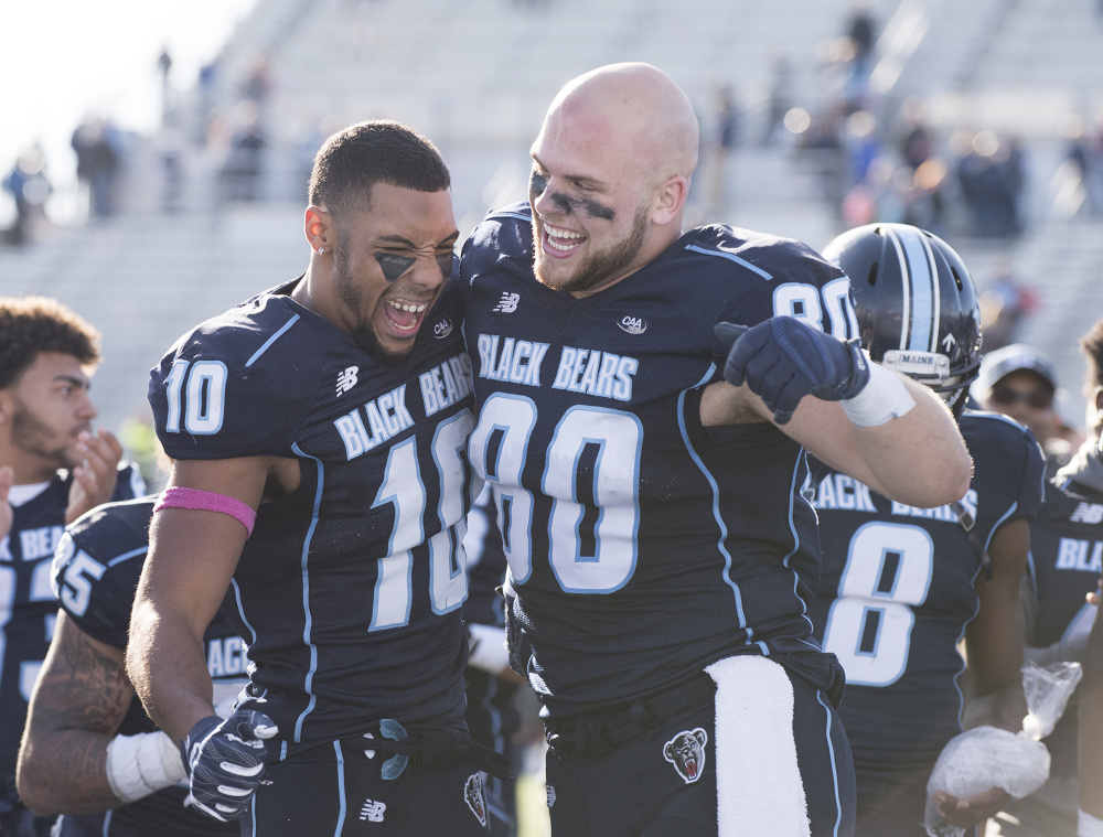 Micah Wright, left, heads a potentially deep group of receivers for Maine, which was voted ninth in the CAA preseason coaches' poll despite finishing fourth last year.