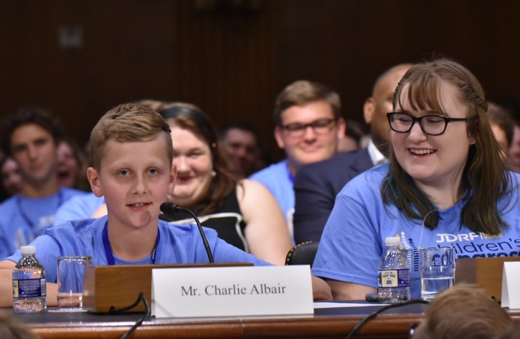 Charlie Albair of Gray testifies about the importance of finding a cure for diabetes before a committee chaired by U.S. Sen. Susan Collins, R-Maine, on Wednesday. 