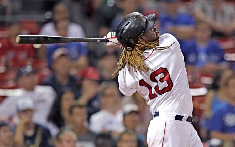 Hanley Ramirez launches his game-winning solo home run during the 15th inning of Wednesday night's game against the Blue Jays at Fenway Park.