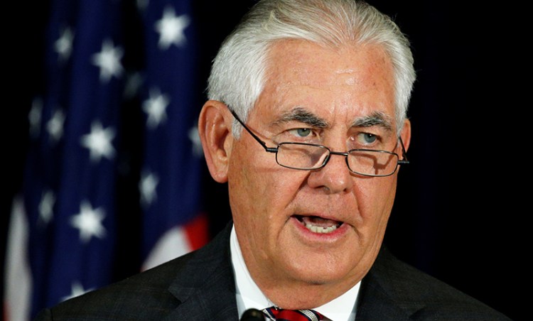 U.S. Secretary of State Rex Tillerson holds a press conference after talks with Chinese diplomatic and defense chiefs at the State Department in Washington on June 21, 2017. 