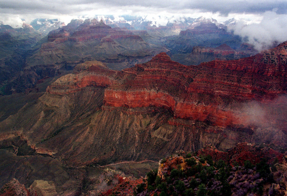 Sarah Beadle had hiked down the Kaibab Trail, shown in 2001, running right to left in the center, in Grand Canyon National Park. Her body was found less than 450 yards from a trail in the bottom of the canyon on Wednesday.