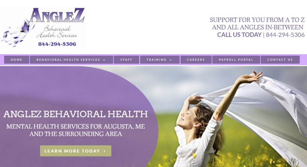 An image showing the website of Augusta-based AngleZ Behavioral Health Services.