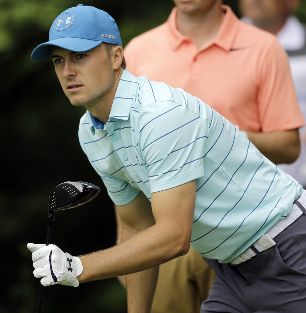 Jordan Spieth, shown watching his ball after teeing off on the second hole of the second round of the Bridgestone Invitational on Friday, will go into the PGA Championship calm and collected.