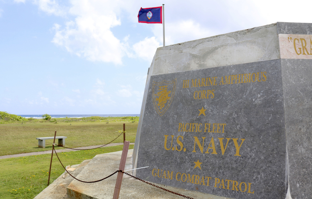 A memorial is seen at the War in the Pacific National Historical Park near Hagatna, Guam. The island serves as a launch area for the U.S. military.