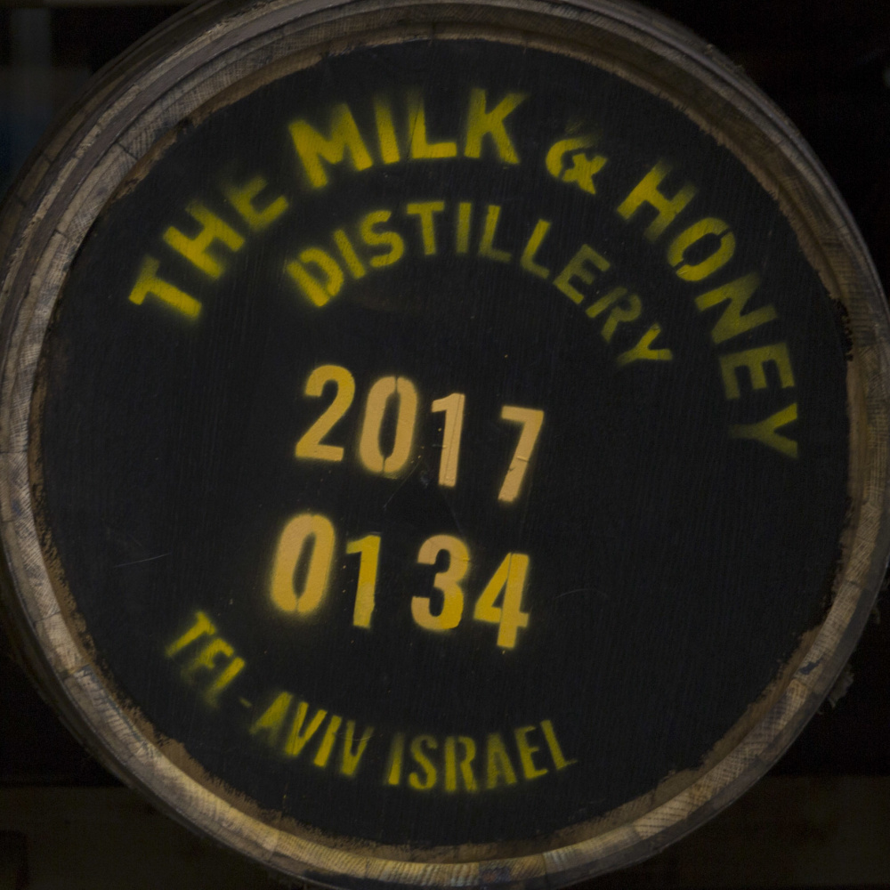 Whiskey barrels are seen at the Milk & Honey Distillery in Tel Aviv, Israel.