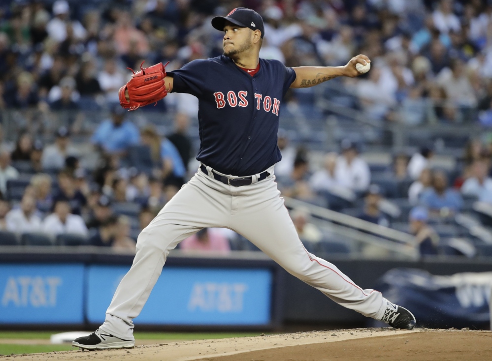The Red Sox wasted a strong start by Eduardo Rodriguez, who shut out the Yankees for six innings, giving up just two hits.