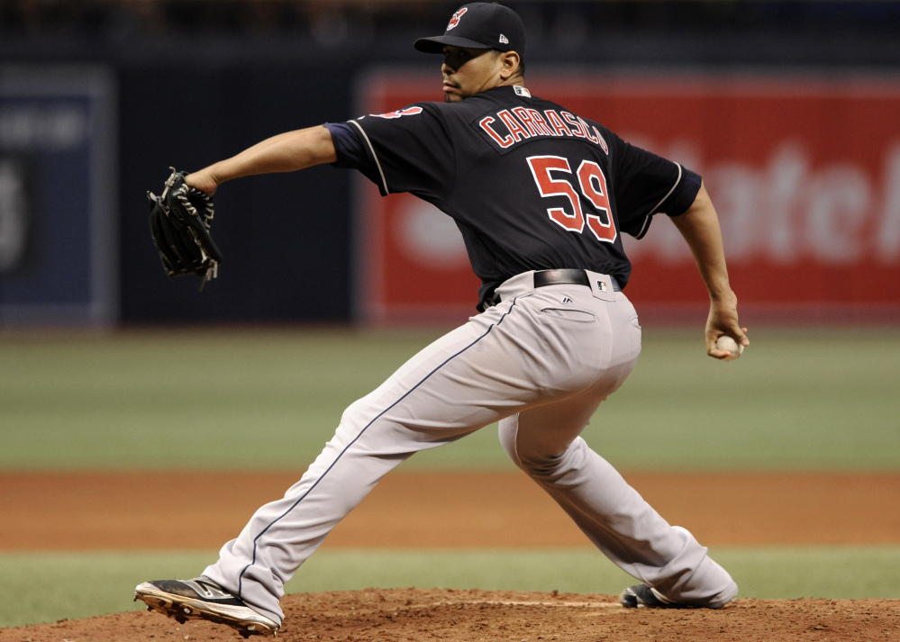 Indians starter Carlos Carrasco took a no-hitter into the seventh inning on Friday in Cleveland's 5-0 victory at Tampa Bay. Carrasco nearly no-hit the Rays two years ago as well.