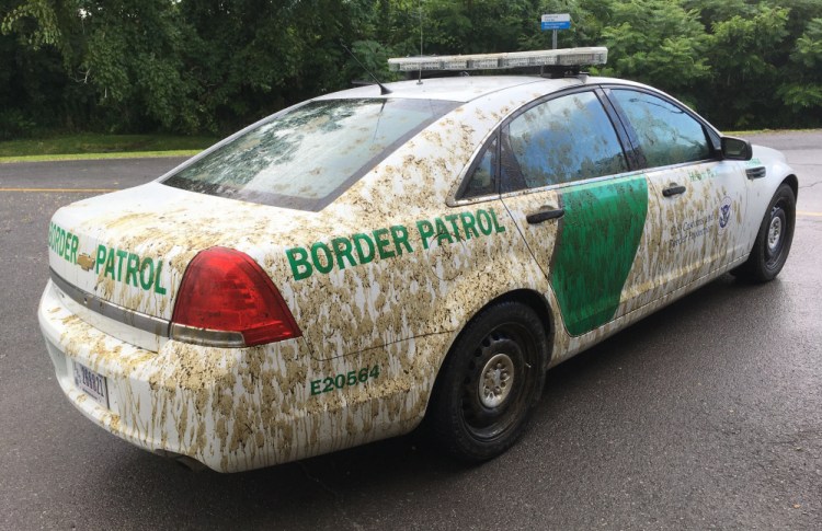 The U.S. Border Patrol car that was sprayed with manure in Alburgh, Vt.