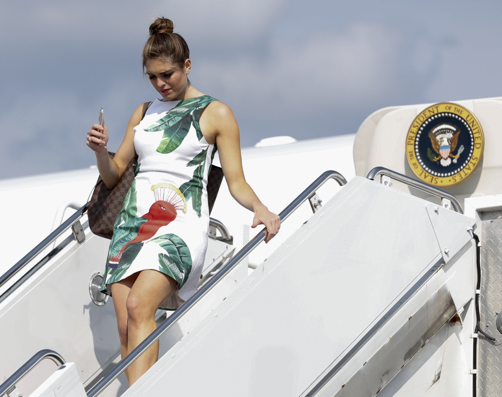 Hope Hicks, shown departing Air Force One in Morristown, N.J., in June, avoids the spotlight, unlike her predecessor, Anthony Scaramucci, who lasted just 11 days on the job.
