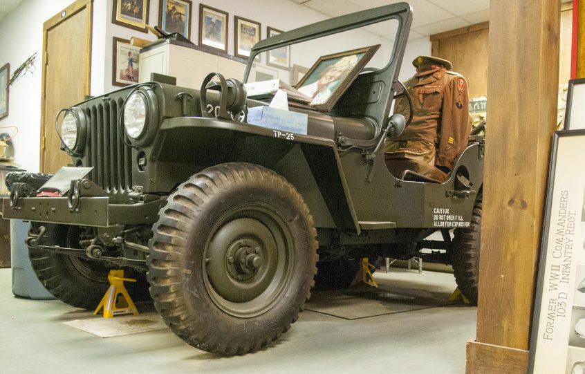 A Jeep is part of the collection that's losing its display space when the Maine National Guard moves from Camp Keyes to Camp Chamberlain early next year, leaving no room for the Maine Military Historical Society.