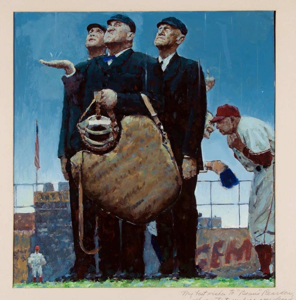 This rendering by Norman Rockwell was a preliminary work for Rockwell's "Tough Call."