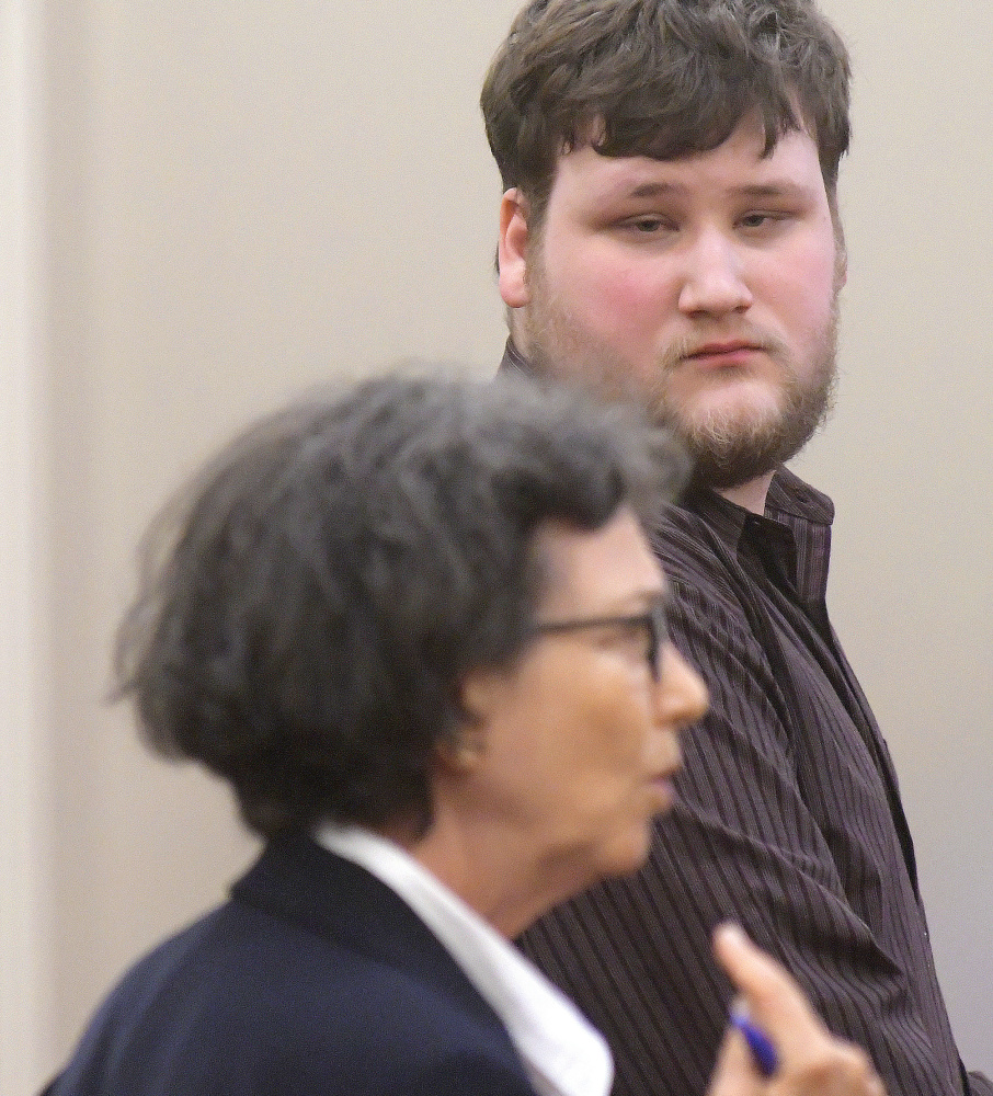 Travis Gerrier, 23, and his attorney, Sherry Tash. The Belgrade man entered a conditional plea of guilty Monday to charges that he sexually assaulted an 11-year-old girl in June 2015.