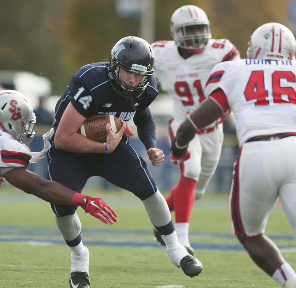Drew Belcher has the size and athletic talent to switch to tight end for the Black Bears. In two years as a quarterback, he rushed for 626 yards.
