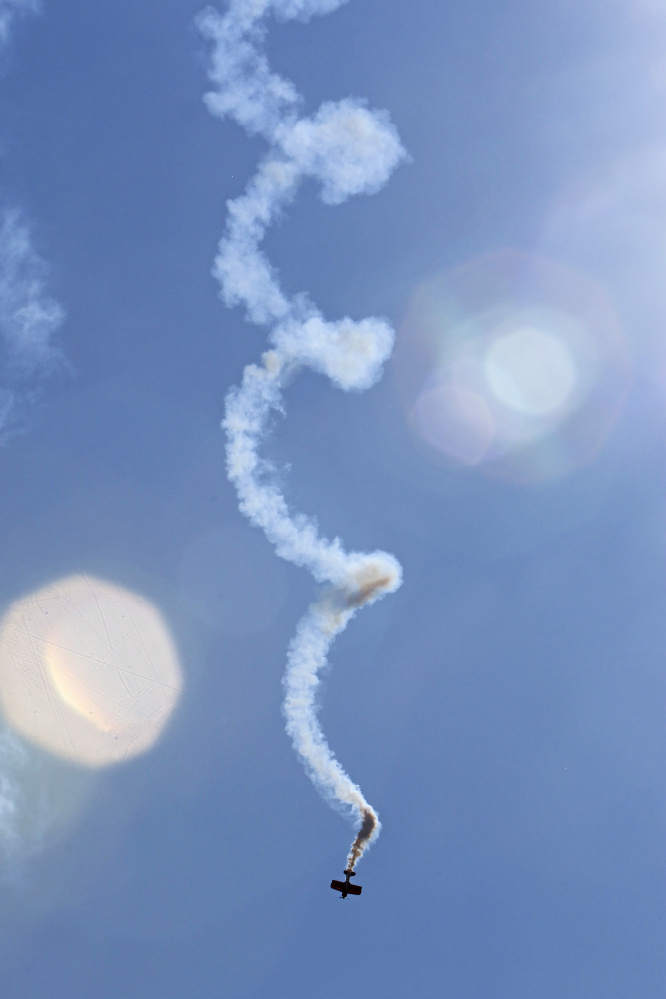 Mike Wiskus performs a spiral at the Great State of Maine Air Show, held every other year. Staff photo by Jill Brady