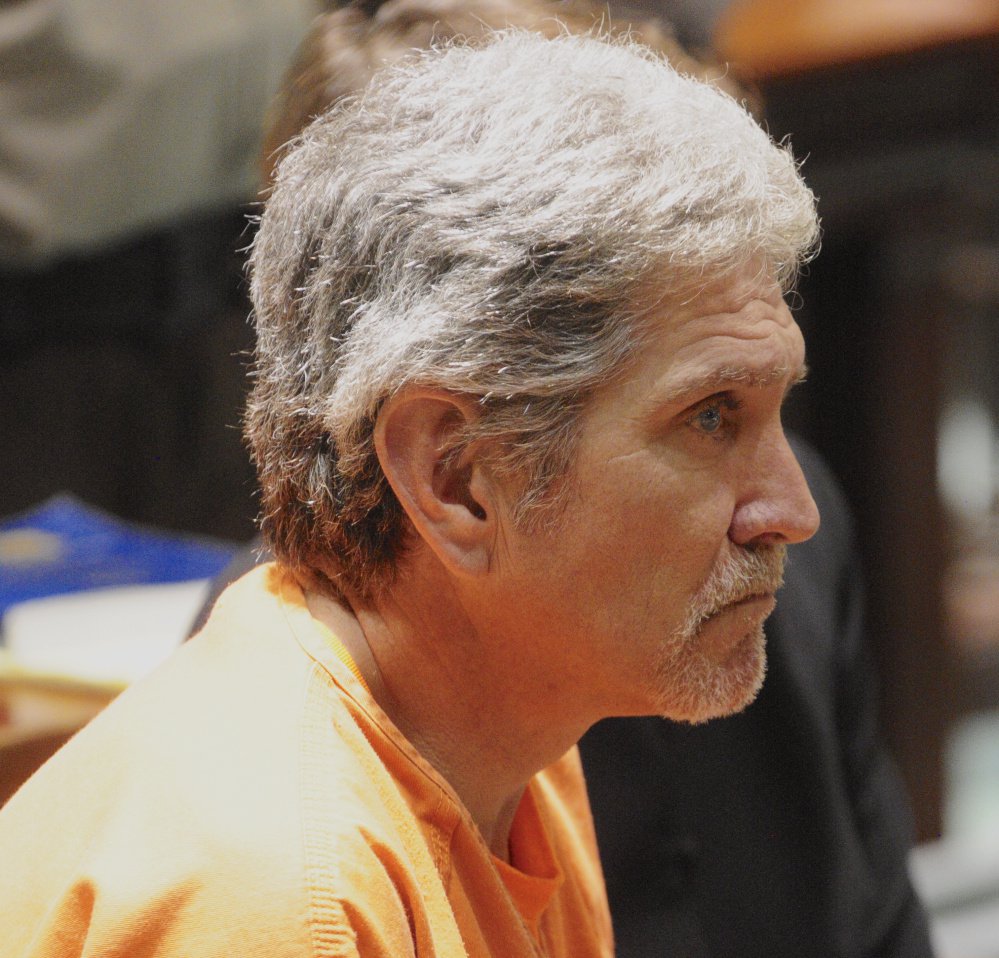 James Sweeney appears July 13, 2017, in Androscoggin County Superior Court in Auburn, where he made an initial appearance on a charge of murder in connection with the death of his ex-girlfriend. A grand jury indicted Sweeney on a charge of intentional or knowing murder Thursday.