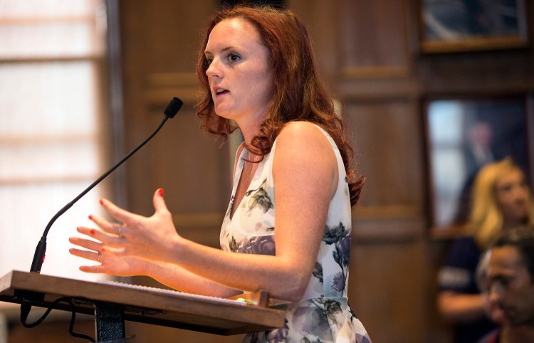 Michaela McVetty, owner of Sisters Gourmet Deli, was among several business owners who urged the Portland City Council on Wednesday night to address problems related to homelessness, mental illness and substance abuse downtown. The issue gained widespread attention after McVetty posted video of man's tirade in her shop.