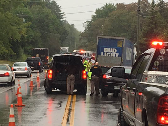 Route 302 in Naples was closed to one lane between Lambs Mills Road and Perley Road late Friday morning after a fatal collision.