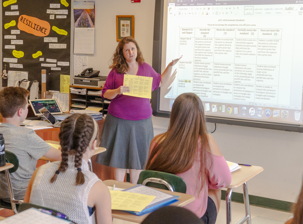 Amanda Boyce teaches honors geometry at Winthrop High School. Winthrop High School will be participating in a regional program to train math coaches, a collaborative project that will benefit teachers at the school.