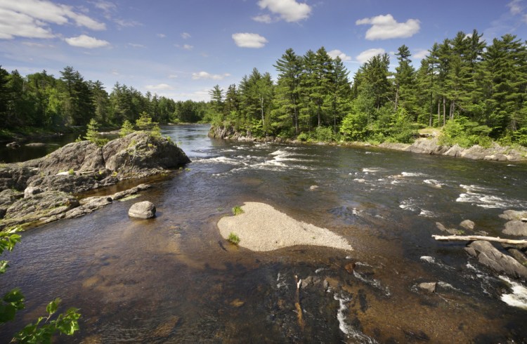The East Branch of the Penobscot River flows near Whetstone Falls in the Katahdin Woods and Waters National Monument in northern Penobscot County.