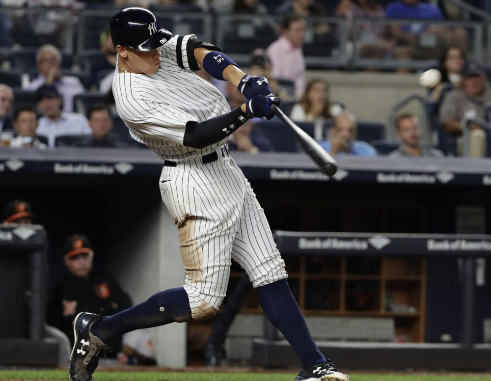 Aaron Judge of the Yankees may set a record for strikeouts in a season, but he also had 43 home runs through Sunday, part of a rising all-or-nothing approach by hitters.