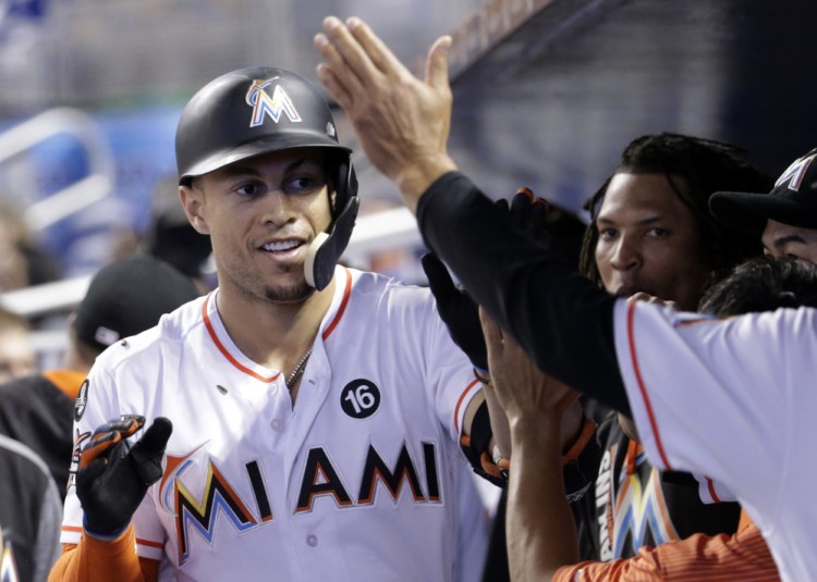 Giancarlo Stanton, who hit 59 homers this year for the Miami Marlins, could add much needed power to Boston’s lineup, but the cost of acquiring him might be prohibitive.