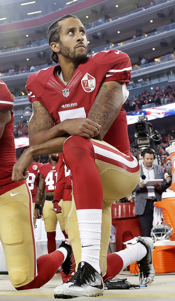 Last September, 49ers QB Colin Kaepernick knelt during the national anthem to protest police brutality against minorities. Players are kneeling now, but for many other reasons.