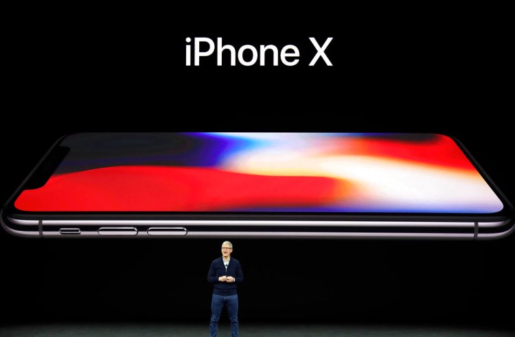 Apple CEO Tim Cook announces the new iPhone X on Tuesday.