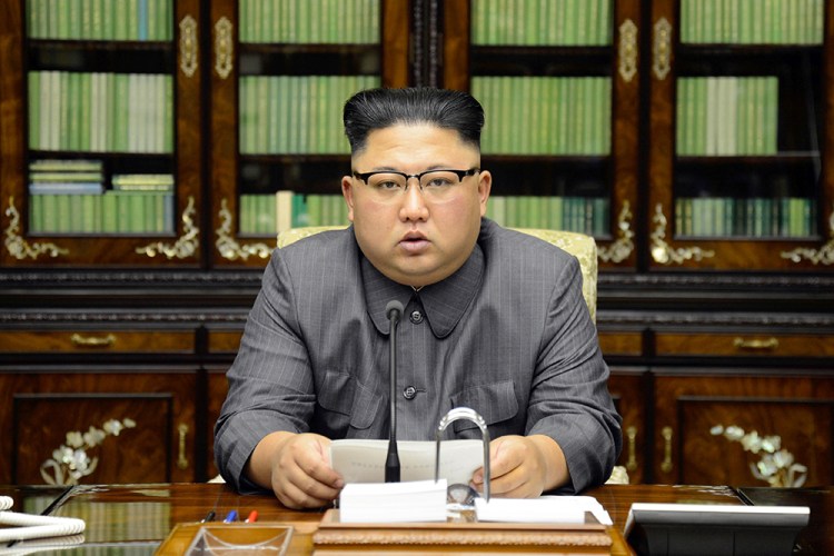 North Korea's leader Kim Jong Un responds to President Trump's speech at the U.N. General Assembly, in this photo released by North Korea's Korean Central News Agency (KCNA) in Pyongyang Friday.