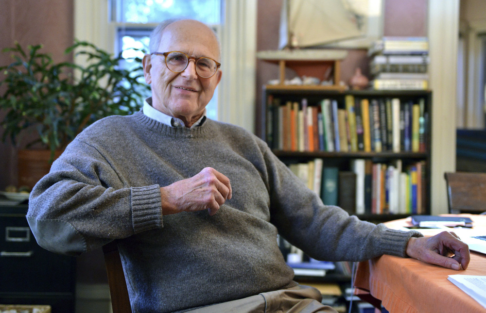 Rainer Weiss of the Massachusetts Institute of Technology poses for a photograph at his home Tuesday, in Newton, Mass.