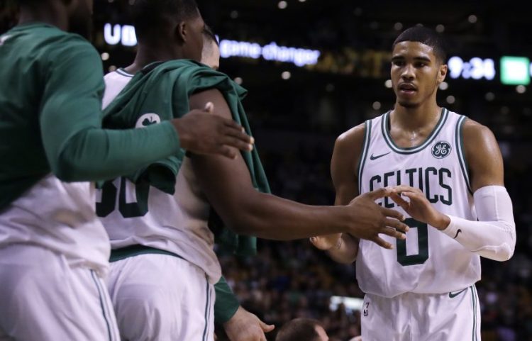 Celtics rookie forward Jayson Tatum, seen in a preseason game early this month, has started all three games so far this season.