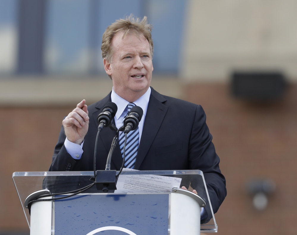 NFL Commissioner Roger Goodell says the NFL respects players' right to express their opinions but believes they should stand for the national anthem.